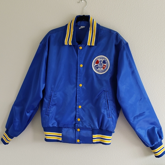 Vintage Satin Jacket Souvenir Chula Vista California Machinis Aerospace Workers - Picture 2 of 6